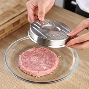 Lvpradior Burger Press, 5" Stainless Steel Non-Stick Hamburger Press Patty Maker with 100pcs Wax Paper for Stuffed Burgers Slider BBQ Barbecue Grilling