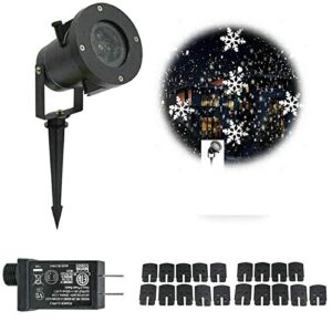 aipande snowflower lamp, christmas led projector lights, waterproof white snowflake landscape spotlight show for indoor outdoor garden, lawn, holiday decoration (17 pattern card, black)