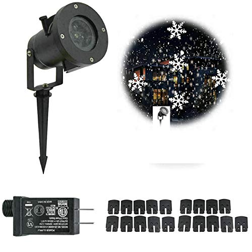 Aipande Snowflower lamp, Christmas LED Projector Lights, Waterproof White Snowflake Landscape Spotlight Show for Indoor Outdoor Garden, Lawn, Holiday Decoration (17 Pattern Card, Black)