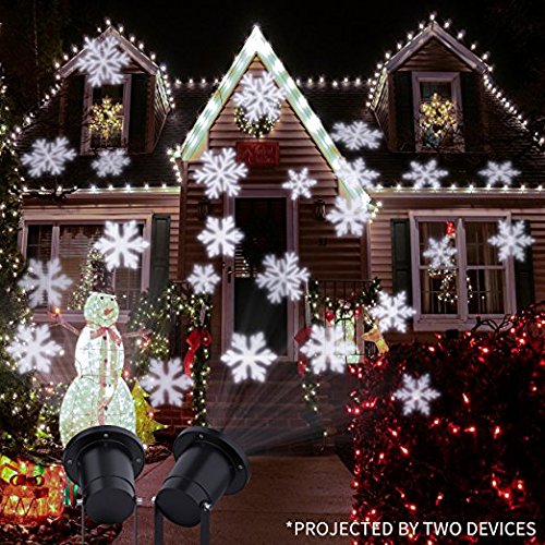 Aipande Snowflower lamp, Christmas LED Projector Lights, Waterproof White Snowflake Landscape Spotlight Show for Indoor Outdoor Garden, Lawn, Holiday Decoration (17 Pattern Card, Black)