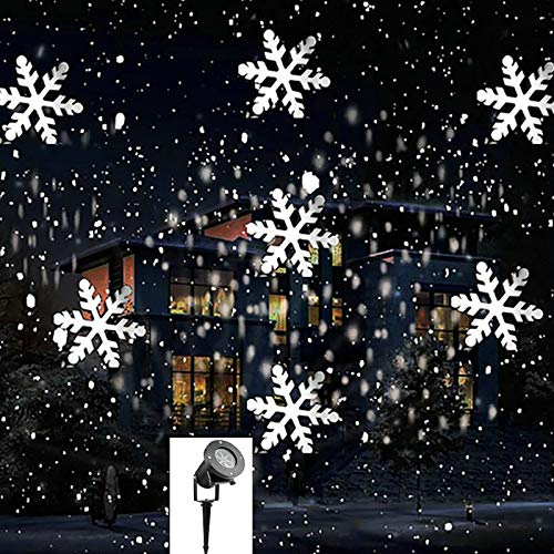 Aipande Snowflower lamp, Christmas LED Projector Lights, Waterproof White Snowflake Landscape Spotlight Show for Indoor Outdoor Garden, Lawn, Holiday Decoration (17 Pattern Card, Black)