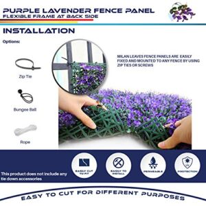 Windscreen4less 20" x 20" Artificial Purple Lavender Outward Fence Panel 10 Pcs