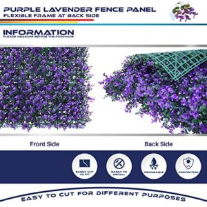 Windscreen4less 20" x 20" Artificial Purple Lavender Outward Fence Panel 10 Pcs