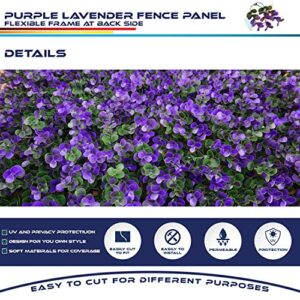 Windscreen4less 20" x 20" Artificial Purple Lavender Outward Fence Panel 10 Pcs