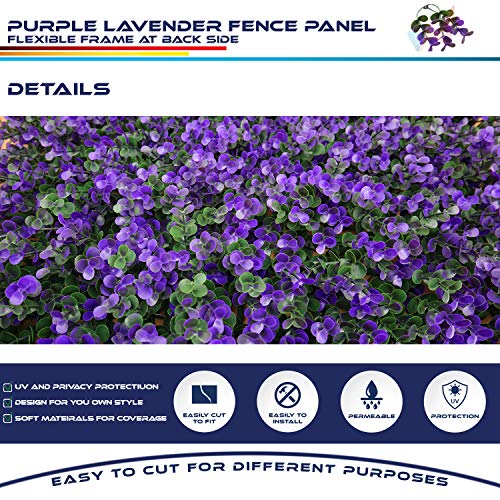 Windscreen4less 20" x 20" Artificial Purple Lavender Outward Fence Panel 10 Pcs