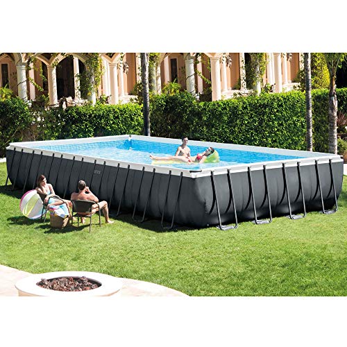 Intex 26373EH 32ft x 16ft x 52in Ultra XTR Frame Above Ground Rectangular Swimming Pool Set with Sand Filter Pump, Ladder, Cover, & Maintenance Kit