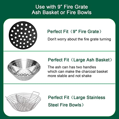 Upgrade Cast Iron Ash Can with Handle, Quantfire Charcoal Ash Basket Big Green Egg Accessories Must Haves Kamado Ash Pot Fits Large Big Green Egg