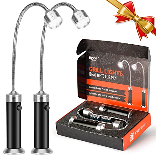 LED Outdoor Grill Light Accessories: Birthday Gifts for Men Him Women Dads Husbands Friends, Father's Day Unique GrillIing Gadgets Barbecue Party Supplies, Super Bright Magnetic BBQ Lights, 2 Pack