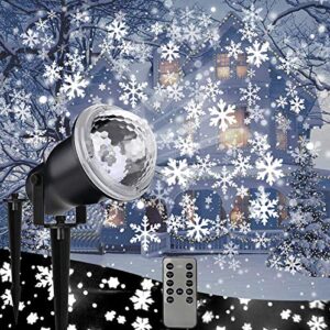 outdoor projector led lights snowflake decoration christmas lights white snow falling projection light with remote control for xmas/house/garden