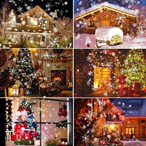 Outdoor Projector LED Lights Snowflake Decoration Christmas Lights White Snow Falling Projection Light with Remote Control for Xmas/House/Garden