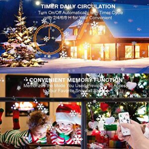 Outdoor Projector LED Lights Snowflake Decoration Christmas Lights White Snow Falling Projection Light with Remote Control for Xmas/House/Garden