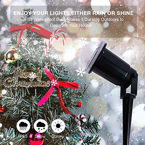 Outdoor Projector LED Lights Snowflake Decoration Christmas Lights White Snow Falling Projection Light with Remote Control for Xmas/House/Garden