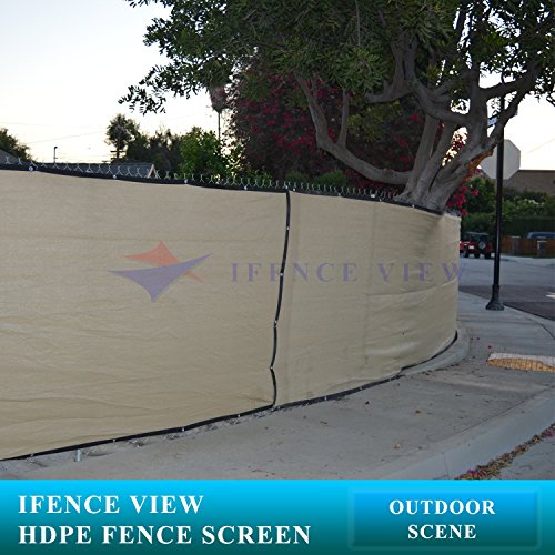 Ifenceview 6'x3' to 6'x50' Beige Shade Cloth/Fence Privacy Screen Fabric Mesh Net for Construction Site, Yard, Driveway, Garden, Railing, Canopy, Awning 160 GSM UV Protection (6' x 10')