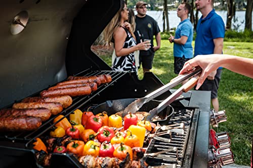 BBQ-AID 3 Piece Grill Set BBQ Accessories - Kitchen Tongs, Metal Spatula & Fork Utensils - Heavy Duty Stainless Steel Barbecue Grill Utensils for Outdoor Grill with Solid Sturdy Wood Handles