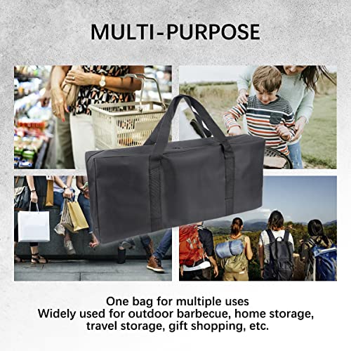 LNQ LUNIQI BBQ Tools Carry Bag,Large Capacity Oxford Grill Tool Carry Bag, Waterproof Outdoor BBQ Grill Accessories Bag for Picnic Cooking Camping Trip (Black,24.8x 5.12 x 9.45inch)