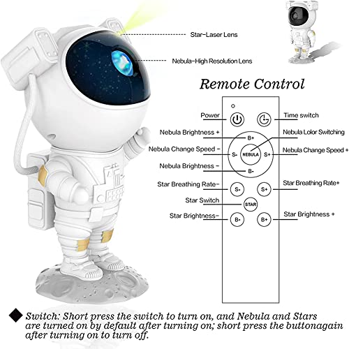 Space Buddy Projector Light, Pleshy Spacebuddy Projector, Space Buddy Pleshyco, Astronaut Star Projector Galaxy Light with Remote Control (E)