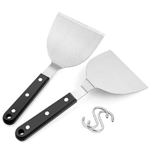 metal spatula set of 2, hasteel stainless steel griddle spatula turner with abs plastic handles, professional griddle tools for flat top teppanyaki cooking grilling indoor & outdoor, dishwasher safe