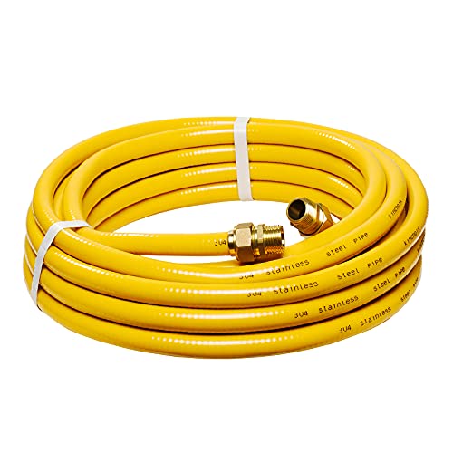 CSST Corrugated Stainless Steel Tubing 37 Ft 3/4" Flexible Natural Gas Line Pipe Propane Conversion Kit Grill Hose with Male Adapter Fittings