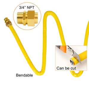 CSST Corrugated Stainless Steel Tubing 37 Ft 3/4" Flexible Natural Gas Line Pipe Propane Conversion Kit Grill Hose with Male Adapter Fittings