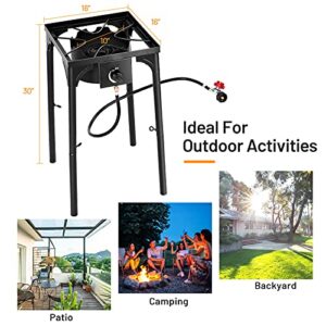 Giantex Outdoor Single Burner Stove, High Pressure Burner Stand Max. 100,000 BTU, 0-20 PSI Regulator Detachable Legs, Portable Propane Grill Burner Stove for Camping Picnic Cookout