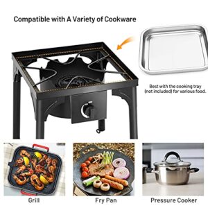 Giantex Outdoor Single Burner Stove, High Pressure Burner Stand Max. 100,000 BTU, 0-20 PSI Regulator Detachable Legs, Portable Propane Grill Burner Stove for Camping Picnic Cookout