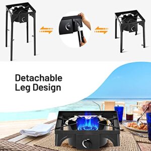 Giantex Outdoor Single Burner Stove, High Pressure Burner Stand Max. 100,000 BTU, 0-20 PSI Regulator Detachable Legs, Portable Propane Grill Burner Stove for Camping Picnic Cookout