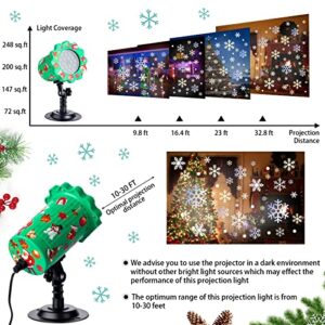 2 Pcs Christmas Projector Lights Outdoor Snowflake Lights Snowfall Show Holiday Projector Waterproof LED Lights with Remote Control Timer for Xmas Holiday Party Home Garden Patio Decorations (Classic)