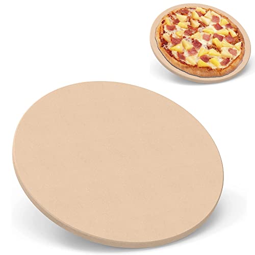 Cordierite Pizza Stone, 15-In Round Big Ceramic Pizza Stone Plate for Grill and Oven/Stove, Baking Stone Pan for Bread and Cookies,Thermal Shock Resistant Cooking Stone