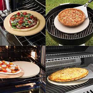 Cordierite Pizza Stone, 15-In Round Big Ceramic Pizza Stone Plate for Grill and Oven/Stove, Baking Stone Pan for Bread and Cookies,Thermal Shock Resistant Cooking Stone