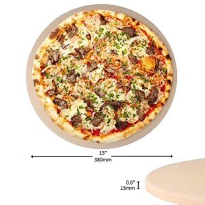 Cordierite Pizza Stone, 15-In Round Big Ceramic Pizza Stone Plate for Grill and Oven/Stove, Baking Stone Pan for Bread and Cookies,Thermal Shock Resistant Cooking Stone