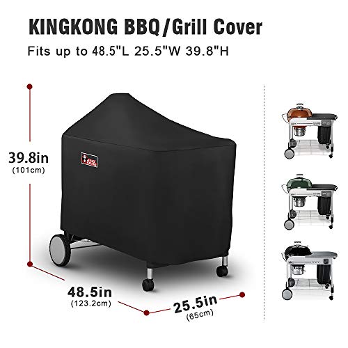 Kingkong 7152 Grill Cover for Weber Performer Charcoal Grills, 22-Inch (Compared to Weber 7152) including Stainless Steel Brush and Tongs
