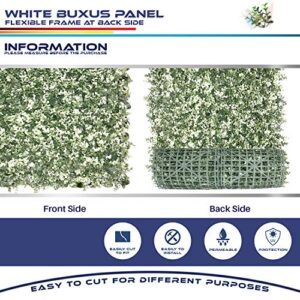 Windscreen4less Artificial Faux Ivy Leaf Decorative Fence Screen 20'' x 20" Boxwood/Milan Leaves Fence Patio Panel, Buxus White 24 Pieces