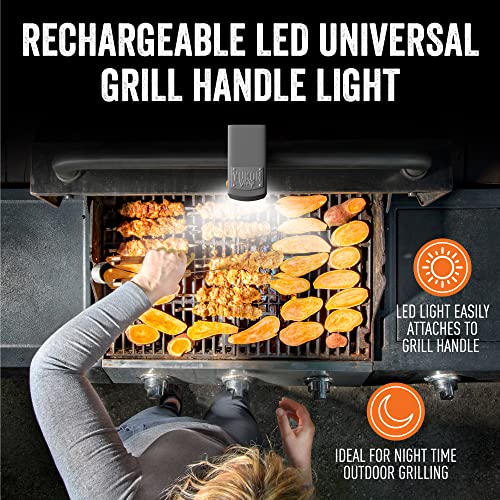 Yukon Glory Bright BBQ LED Grill Handle Light, Patent Pending Rechargeable LED Light Fits Most Outdoor Grills, Water + Heat Resistant, Perfect BBQ Grill Gift, BBQ Gift, Perfect for Blackstone & Weber