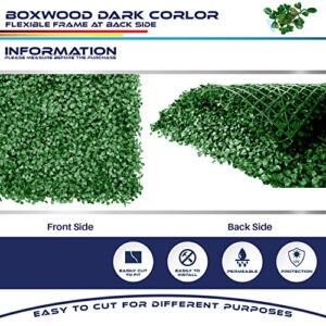 Windscreen4less Artificial Faux Ivy Leaf Decorative Fence Screen 20'' x 20" Boxwood/Milan Leaves Fence Patio Panel, Dark Green 5 Pieces