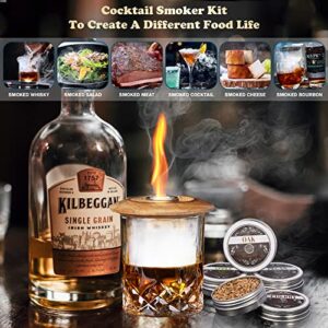 Cocktail Smoker Kit with Wood Chips - Old Fashioned Chimney Drink Smoker Set for Infuse Cocktails, Whiskey & Bourbon, Ideal Gifts for Men, Boyfriend, Husband, Dad