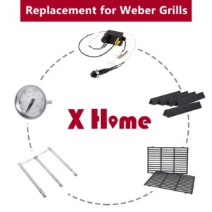 X Home 7638 Grill Grates Replacement for Weber Spirit 300 Series, E-310 E-330, Genesis Silver/Gold B & C Grill Replacement Parts, Cast Iron, 17.5 x 11.9 Inch, 2-Pack