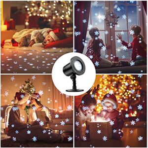 EEFOW Christmas Snowflake Projector Decorations Outdoor: Snow Rotating Snowfall Night Light Waterproof with White Snowflake for Xmas New Year Gift Holiday Party