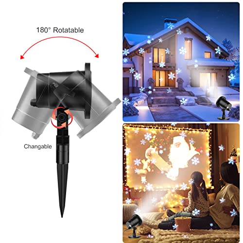 EEFOW Christmas Snowflake Projector Decorations Outdoor: Snow Rotating Snowfall Night Light Waterproof with White Snowflake for Xmas New Year Gift Holiday Party