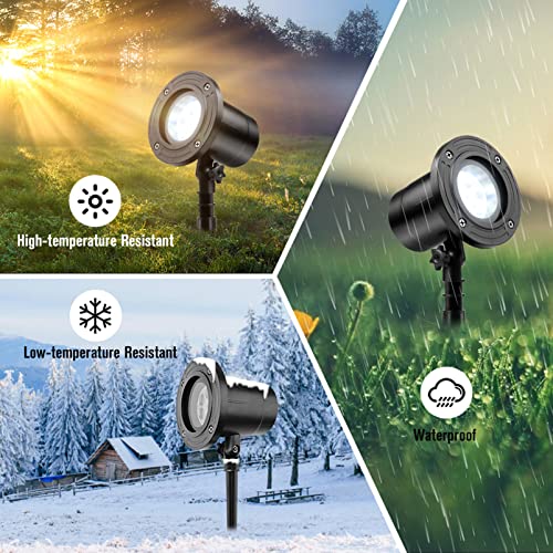 EEFOW Christmas Snowflake Projector Decorations Outdoor: Snow Rotating Snowfall Night Light Waterproof with White Snowflake for Xmas New Year Gift Holiday Party