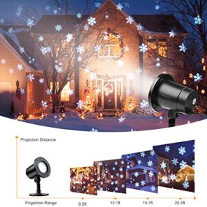 EEFOW Christmas Snowflake Projector Decorations Outdoor: Snow Rotating Snowfall Night Light Waterproof with White Snowflake for Xmas New Year Gift Holiday Party