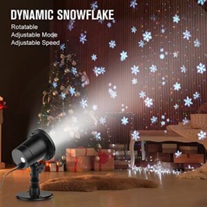 EEFOW Christmas Snowflake Projector Decorations Outdoor: Snow Rotating Snowfall Night Light Waterproof with White Snowflake for Xmas New Year Gift Holiday Party