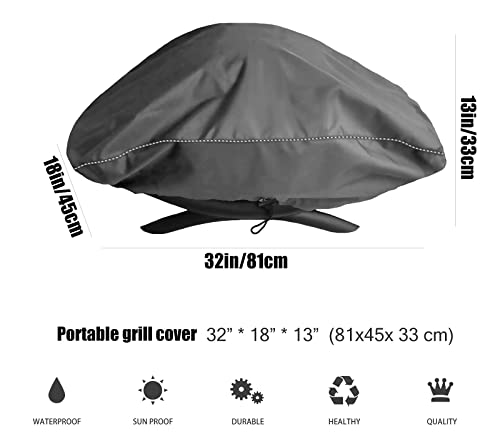 EPCOVER Portable Grill Cover for Weber Q2000, Q200 Series and Baby Q Gas Grill, Compared to Weber 7111, All Weather Protection，Gray