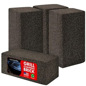stock your home grill cleaning brick (4 pack) – heavy duty grill cleaning brick – pumice stone brick for flat tops and griddles – blackstone griddle cleaner – non-scratch grill cleaner
