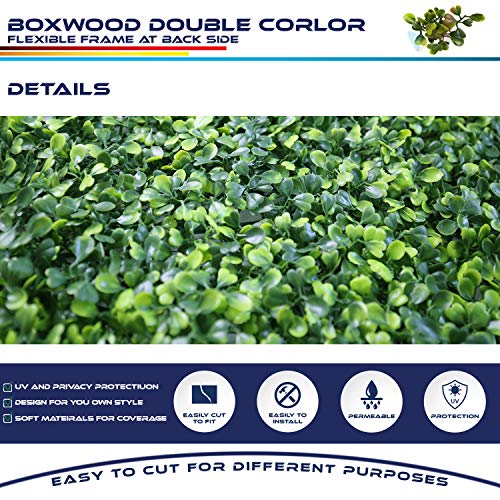 Windscreen4less Artificial Faux Ivy Leaf Decorative Fence Screen 20'' x 20" Boxwood/Milan Leaves Fence Patio Panel, Harmonious Boxwood 2 Pieces