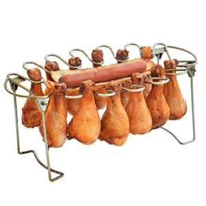 chicken leg rack for smoker griller oven – 12-slot fish-shaped chicken wing rack – non-stick, easy to use, dishwasher safe, premium quality stainless steel chicken rack