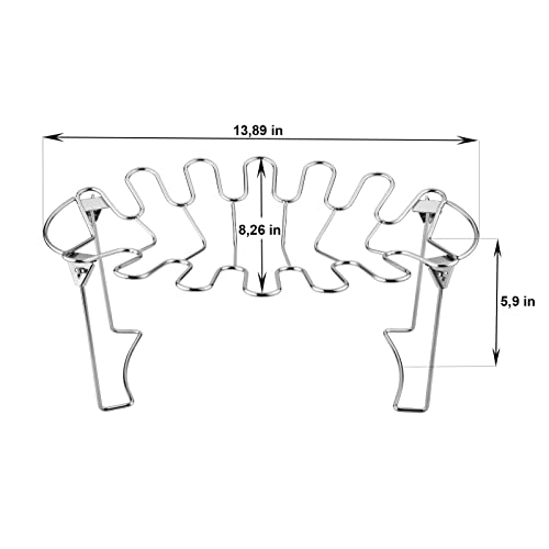 Chicken Leg Rack For Smoker Griller Oven - 12-Slot Fish-Shaped Chicken Wing Rack - Non-Stick, Easy To Use, Dishwasher Safe, Premium Quality Stainless Steel Chicken Rack
