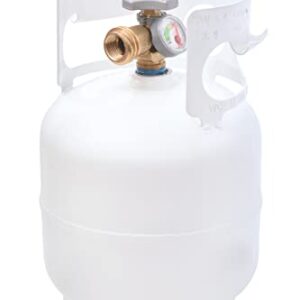 Flame King YSN5LB-GAUGE 5lb Steel Propane Tank Cylinder with Gauge and OPD Valves for Grills and BBQs, Camping, Fishing, & Outdoor Activities, White