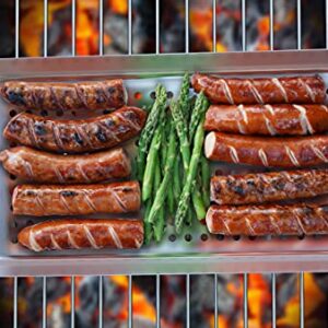 Yukon Glory BBQ 'N SERVE Grill Basket Set - Includes 3 Grilling Baskets a Serving Tray & Clip-on Handle - Patent Grill to Table Design Perfect For Grilling Fish Veggies & Meats