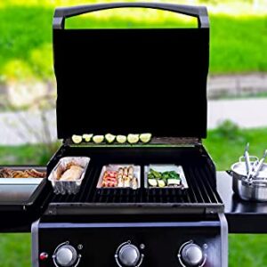 Yukon Glory BBQ 'N SERVE Grill Basket Set - Includes 3 Grilling Baskets a Serving Tray & Clip-on Handle - Patent Grill to Table Design Perfect For Grilling Fish Veggies & Meats