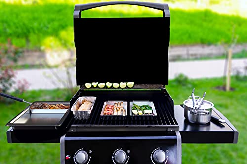 Yukon Glory BBQ 'N SERVE Grill Basket Set - Includes 3 Grilling Baskets a Serving Tray & Clip-on Handle - Patent Grill to Table Design Perfect For Grilling Fish Veggies & Meats